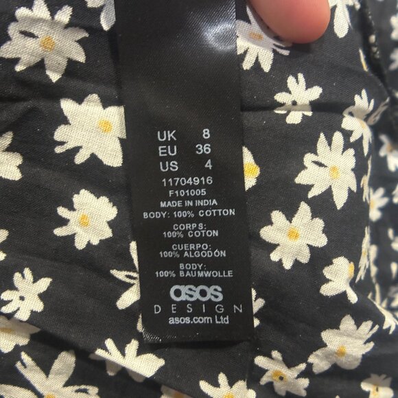 EUC ASOS Design Cami Mini Sundress Black w/ Raw Daisy Print size 4 - Picture 10 of 13